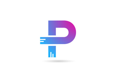 P alphabet letter logo for business and company. Blue pink colour template for icon design