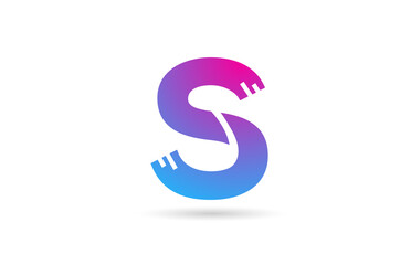 S alphabet letter logo for business and company. Blue pink colour template for icon design