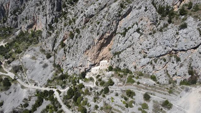 Historical landmark Fort on mountin slope , Ka&scaron;tel Koti&scaron;ina, Makarska, Croatia