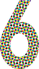 Colorful halftone font design NUMBER 6