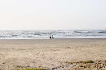 walking on the beach