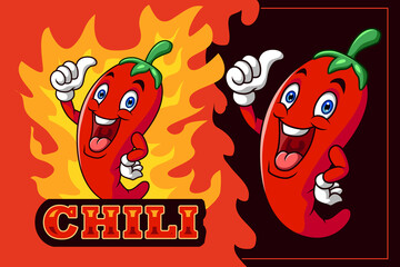 Cartoon chili pepper mascot giving thumbs up