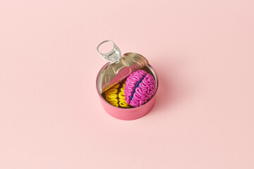 Open tin with brains