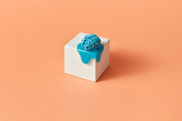 Brain with slime on cube