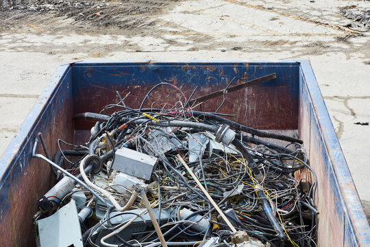 Electrical debris on a demolition site