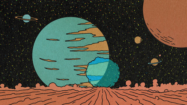 Sci-FI Fantasy Planet Illustration