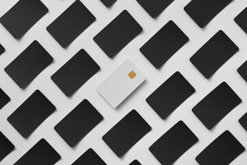 Pattern of white and black credit cards