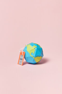 Papercraft Earth globe with barcode