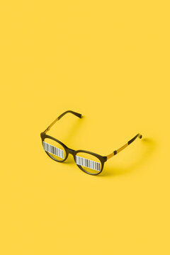 One pair of glasses with barcodes