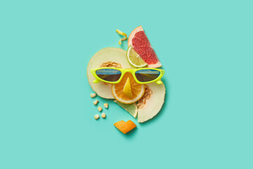 Funny food face with trendy sunglasses