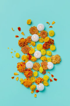 Blooming flowers and candles