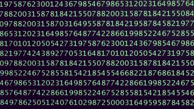 Computer calculation number sequence scrolling on consol screen