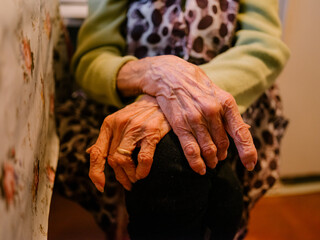 Old lady hands close up