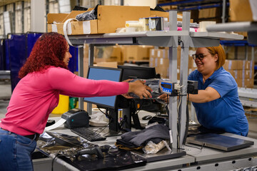 Teamwork with workers at warehouse for Online retail