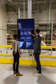 Team meeting at Retail ecommerce warehouse 