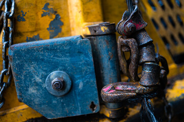 Close up of a part of a logging tractor.