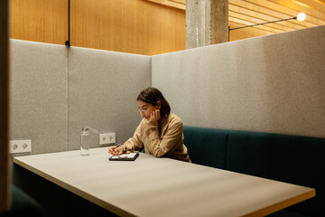 woman working at trendy office
