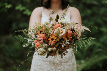 Closeup of Bride Holding Her Bouquet for a Portrait