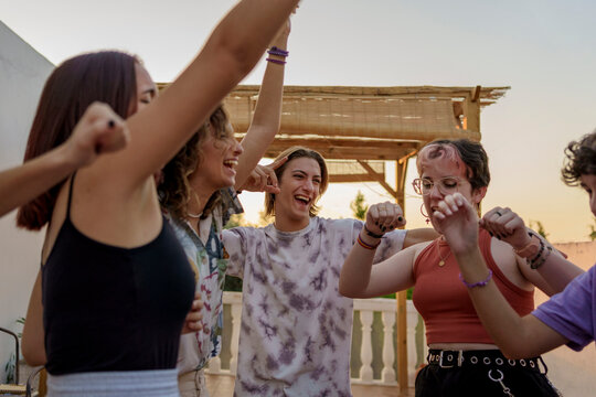 Women dancing in a party outdoor