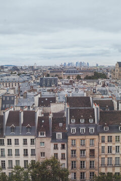 Paris in cloudy day, traditional buildings, France