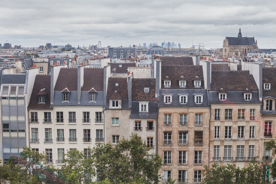 old buildings in Paris, residential houses, France