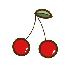 シンプルでかわいい果物のイラスト＿サクランボ
