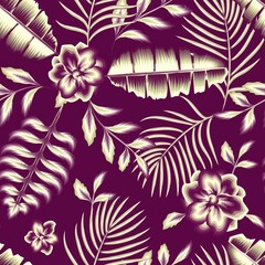 Fototapeta beautiful elegance rainforest jasmine flowers samless topical pattern with jungle plants illustration and foliage on pastel background. vector design. Floral background. Exotic tropics. Summer prints obraz