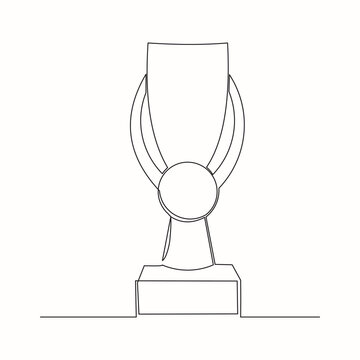 recommend clip art: Continuous line drawing of gold trophy cup award. Single one line art of winner achievement trophy. Vector illustration