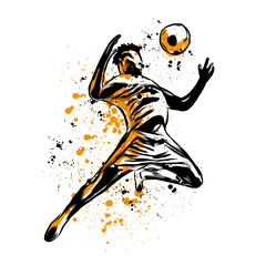 Soccer Football Player in Action Abstract Splatter