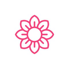 simple line flower icon on white background