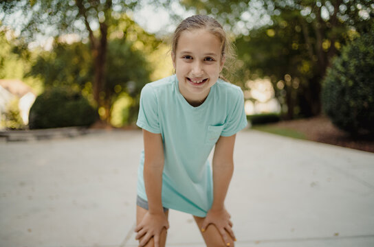 Cute young girl making a funny face