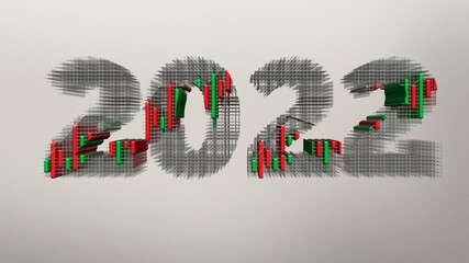 2022 3d symbol with candle chart graph texture green and red no
