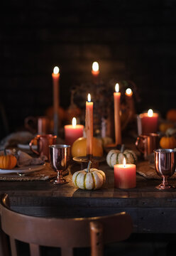 Thanksgiving holiday festive table setting