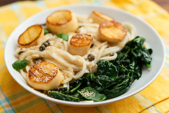 Vegan Scallops on Pasta