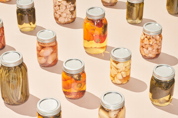 Various pickles in jars