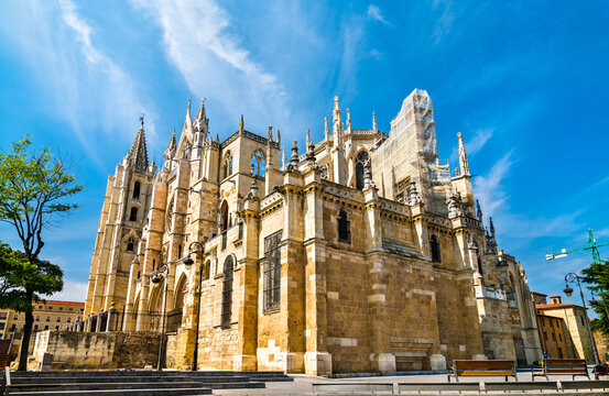 Leon Cathedral of Santa Maria de Regla in Spain on the Camino de Santiago