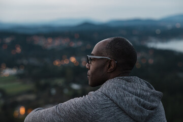 Man sitting in nature in the evening
