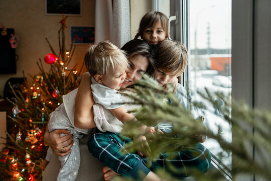 Big Family Waiting For Christmas.