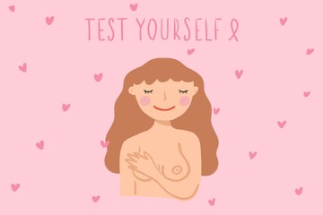 Woman breast cancer prevention illustration