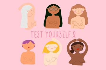 Woman breast cancer prevention illustration