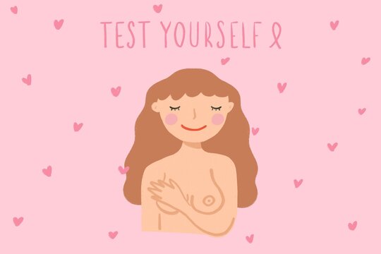 Woman breast cancer prevention illustration