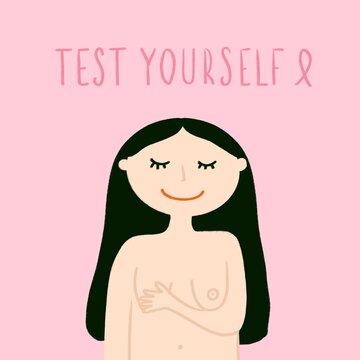 Woman breast cancer prevention illustration