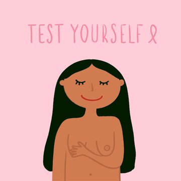 Woman breast cancer prevention illustration