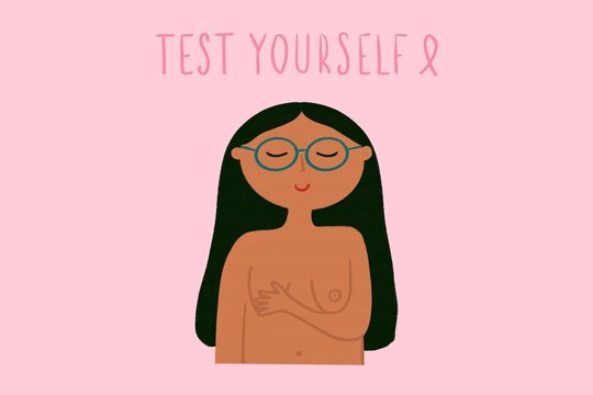 Woman breast cancer prevention illustration