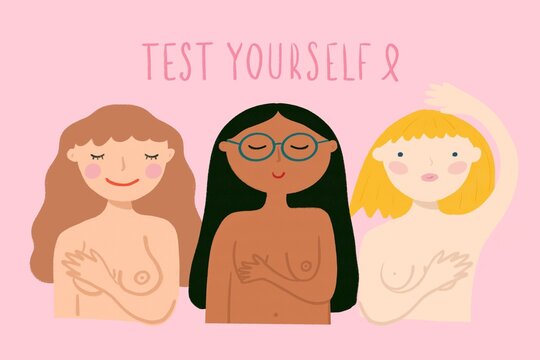 Woman breast cancer prevention illustration