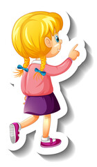 Back of blonde hair girl cartoon character