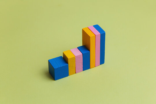Сolorful wooden blocks lined up 