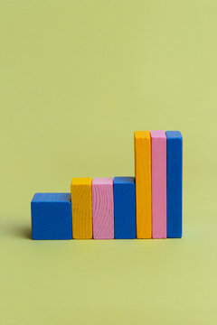 Сolorful wooden blocks lined up 