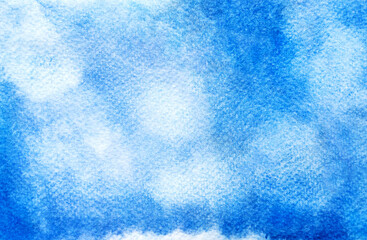 Blue watercolor background. Handmade background of paint brush art texture.