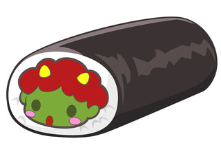 緑鬼の恵方巻き / 節分素材　アイコン/ベクター画像
